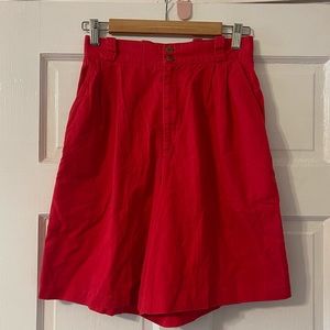 Vintage Red high-waisted pleated shorts